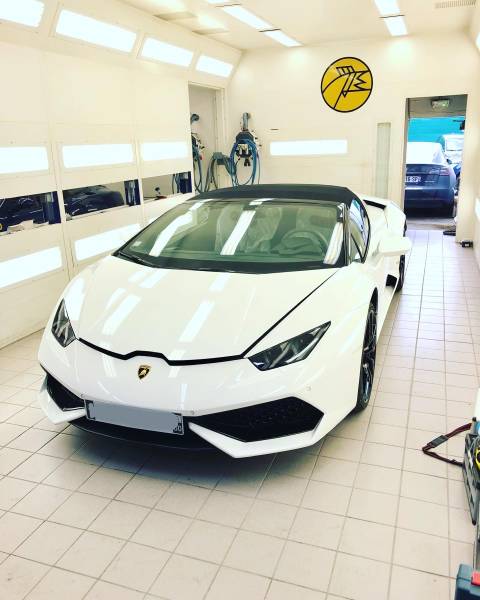 Pose film protection pour carrosserie PPF pour Lamborghini Huracan Spyder à Paris Ile de France